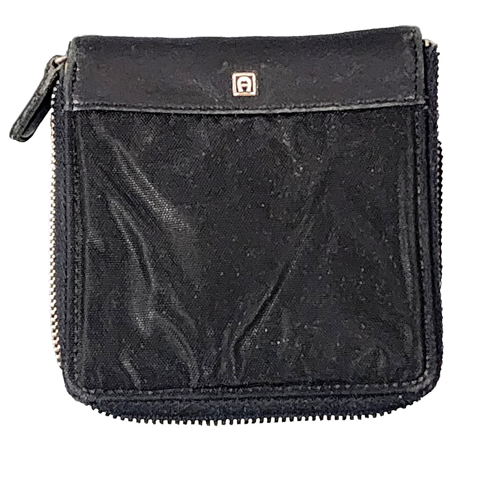 Etienne Aigner Zipped Wallet Nylon + Leather Folding w/Coin Compartment
